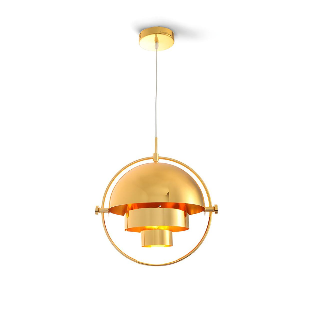 Modern Art Deco Geometric Spherical Gold Pendant Light Set Image - 4