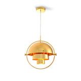 Modern Art Deco Geometric Spherical Gold Pendant Light Set Image - 4