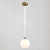 Modern Art Deco Opalescent Glass Globe Pendant Light Image - 11