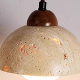 Modern Art Deco Stone Dome Pendant Lights Adjustable Rope Image - 8