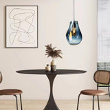 Modern Art Deco Teardrop Blue Azure Glass Pendant Light Image - 1