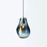 Modern Art Deco Teardrop Blue Azure Glass Pendant Light Image - 8