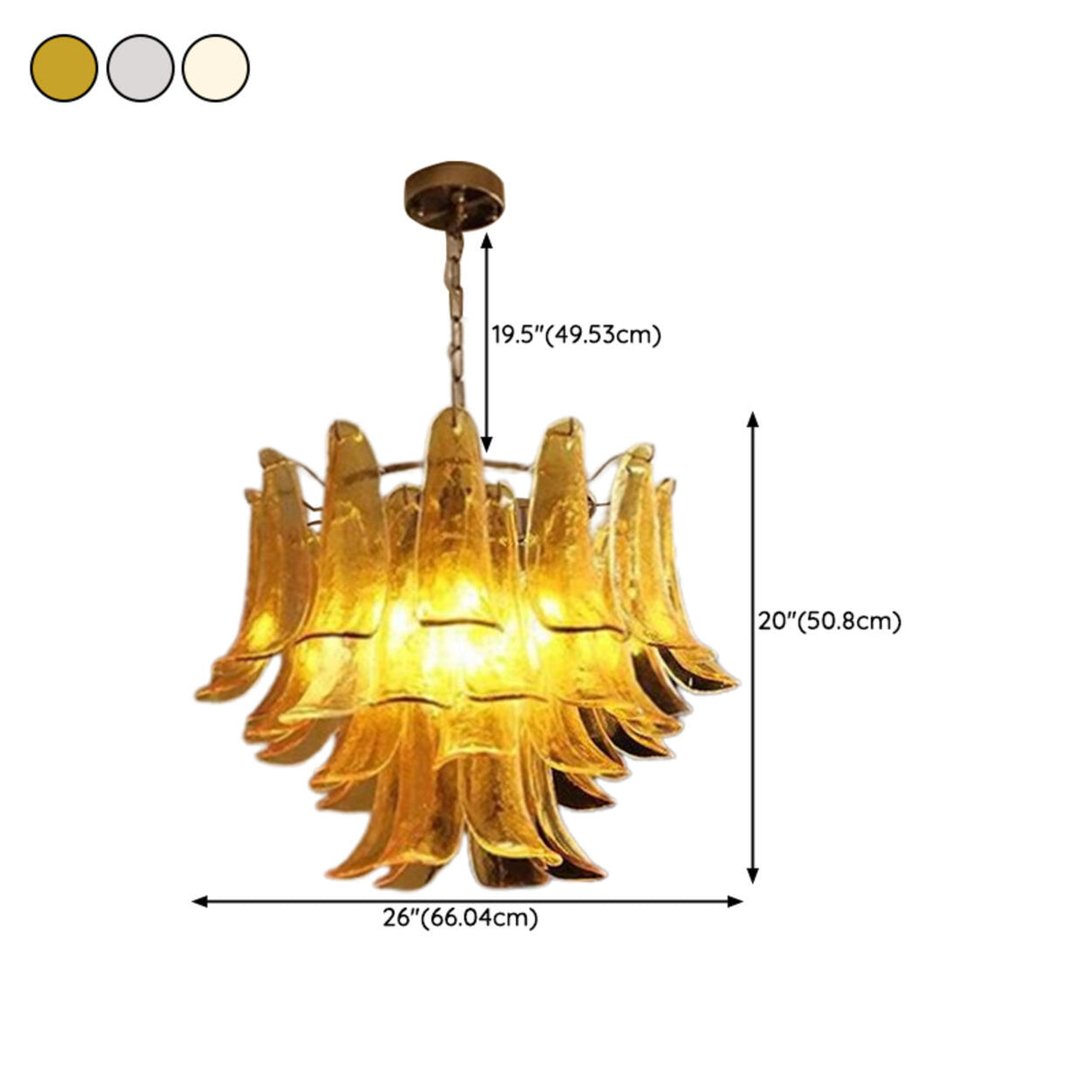 Modern Art Tiered Glass Flower Petal LED Chandelier Image - 13