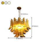 Modern Art Tiered Glass Flower Petal LED Chandelier Image - 13