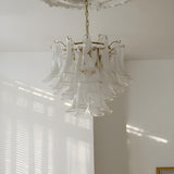 Modern Art Tiered Glass Flower Petal LED Chandelier Image - 8