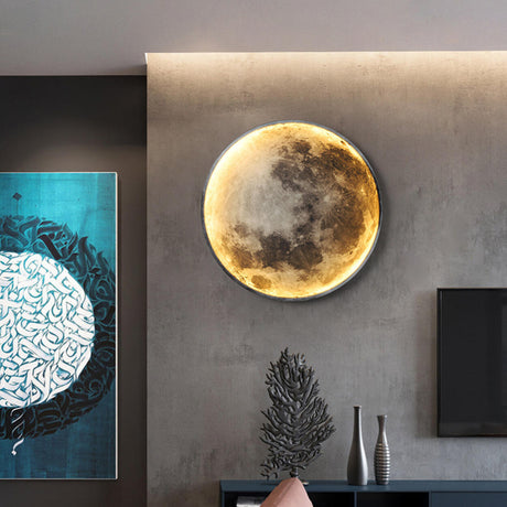 Modern Artistic Black LED Moon Night Wall Light Image - 2