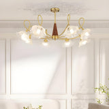 Modern Artistic Clear Glass Floral Branching Chandelier Image - 14