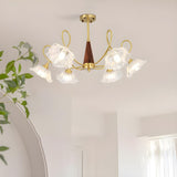 Modern Artistic Clear Glass Floral Branching Chandelier Image - 4