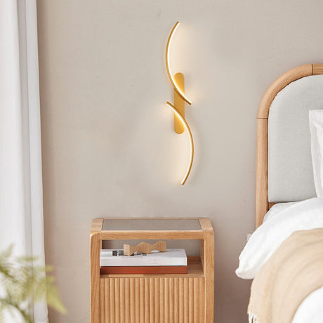 Modern Artistic Curved LED Bedroom Wall Sconce Image - 1