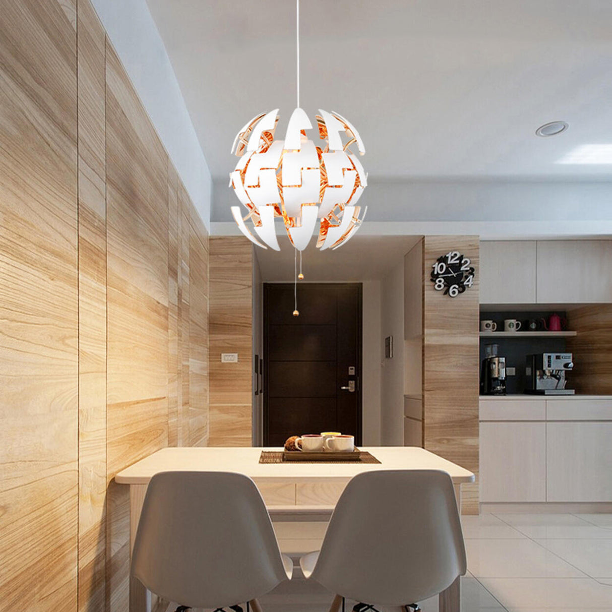 Modern Artistic Dining Room Green Sphere Pendant Light Image - 5