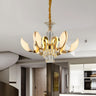 Modern Artistic Gold Crystal Petal Round Pendant Chandelier Image - 1