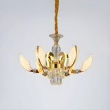 Modern Artistic Gold Crystal Petal Round Pendant Chandelier Image - 3