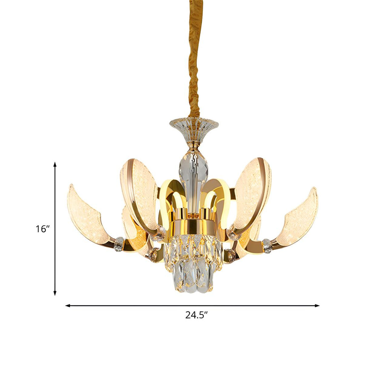 Modern Artistic Gold Crystal Petal Round Pendant Chandelier 