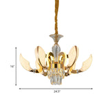 Modern Artistic Gold Crystal Petal Round Pendant Chandelier #size