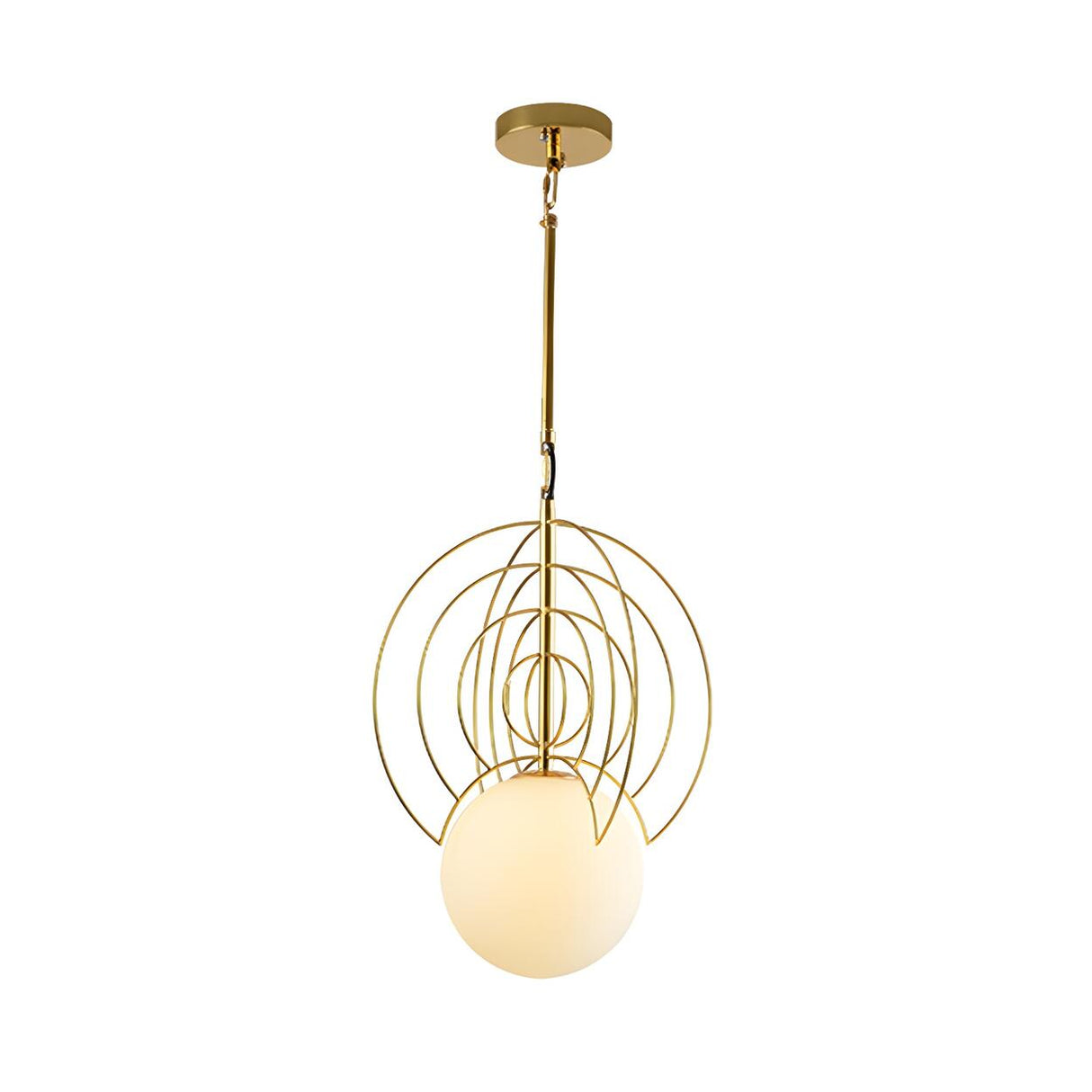 Modern Artistic Gold Geometric Milk Glass Orb Pendant Light Image - 3