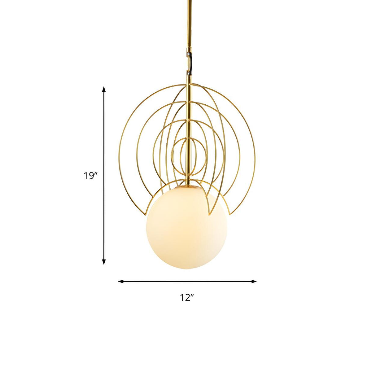 Modern Artistic Gold Geometric Milk Glass Orb Pendant Light 