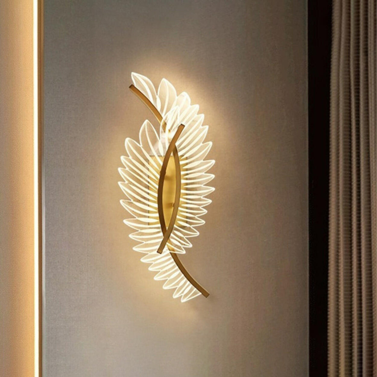 Modern Artistic Gold Leaf LED Wall Sconce Image - 1