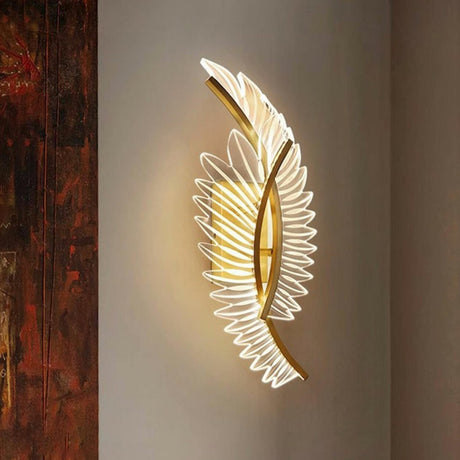 Modern Artistic Gold Leaf LED Wall Sconce Image - 2