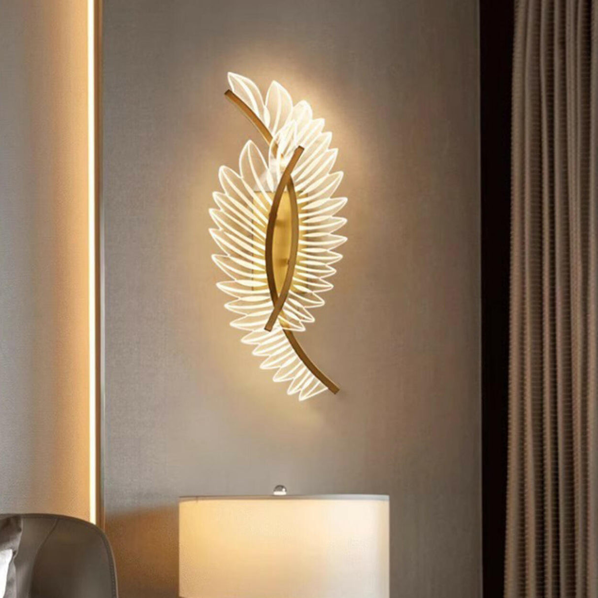 Modern Artistic Gold Leaf LED Wall Sconce Image - 4