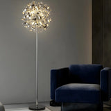 Modern Artistic Sliver Ribbon Globe Metal Floor Lamp Image - 1