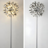 Modern Artistic Sliver Ribbon Globe Metal Floor Lamp Image - 9