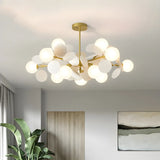 Modern Artistic Sphere Living Room Gold Chandelier Image - 4