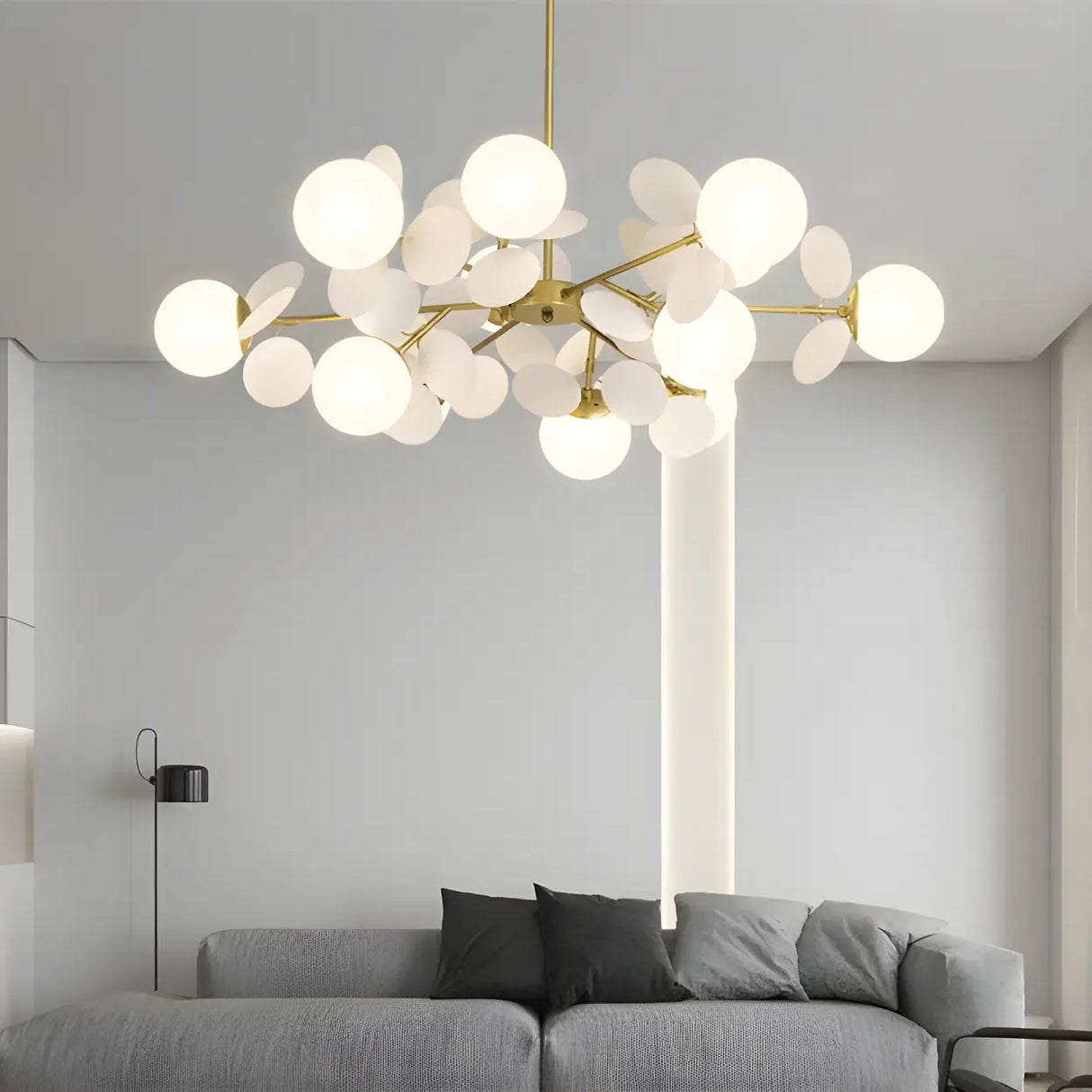 Modern Artistic Sphere Living Room Gold Chandelier Image - 6