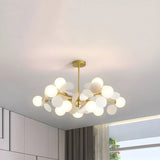 Modern Artistic Sphere Living Room Gold Chandelier Image - 8