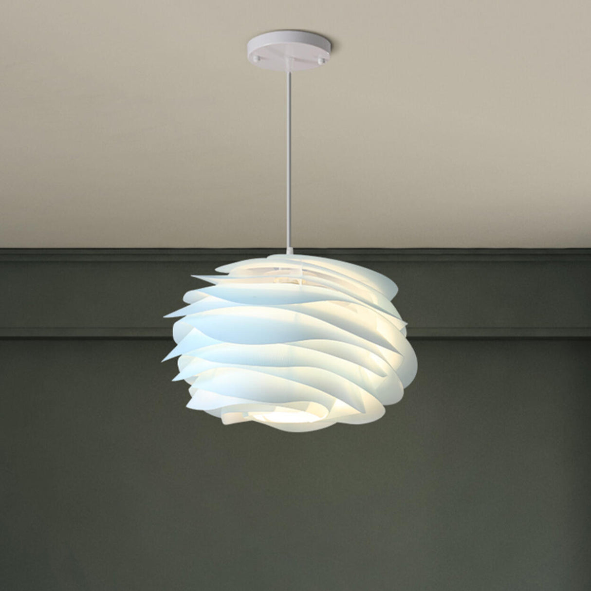 Modern Artistic Spiral Layered Petal Pendant Light Image - 15