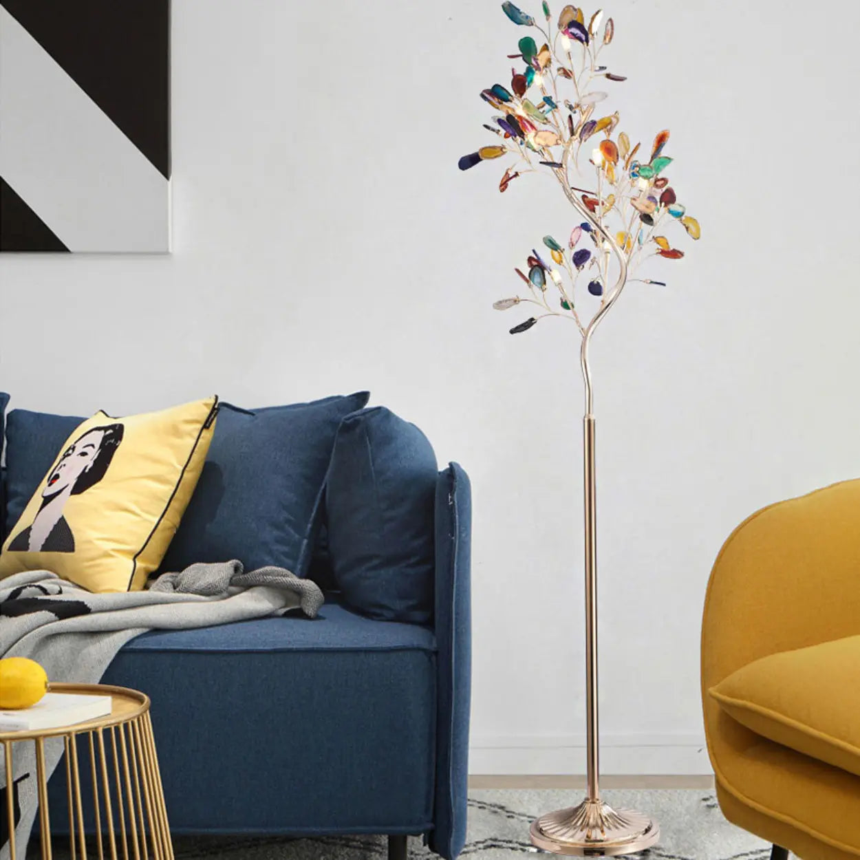 Modern Artistic Tree-Shaped Colorful Leaves Floor Lamp Image - 1