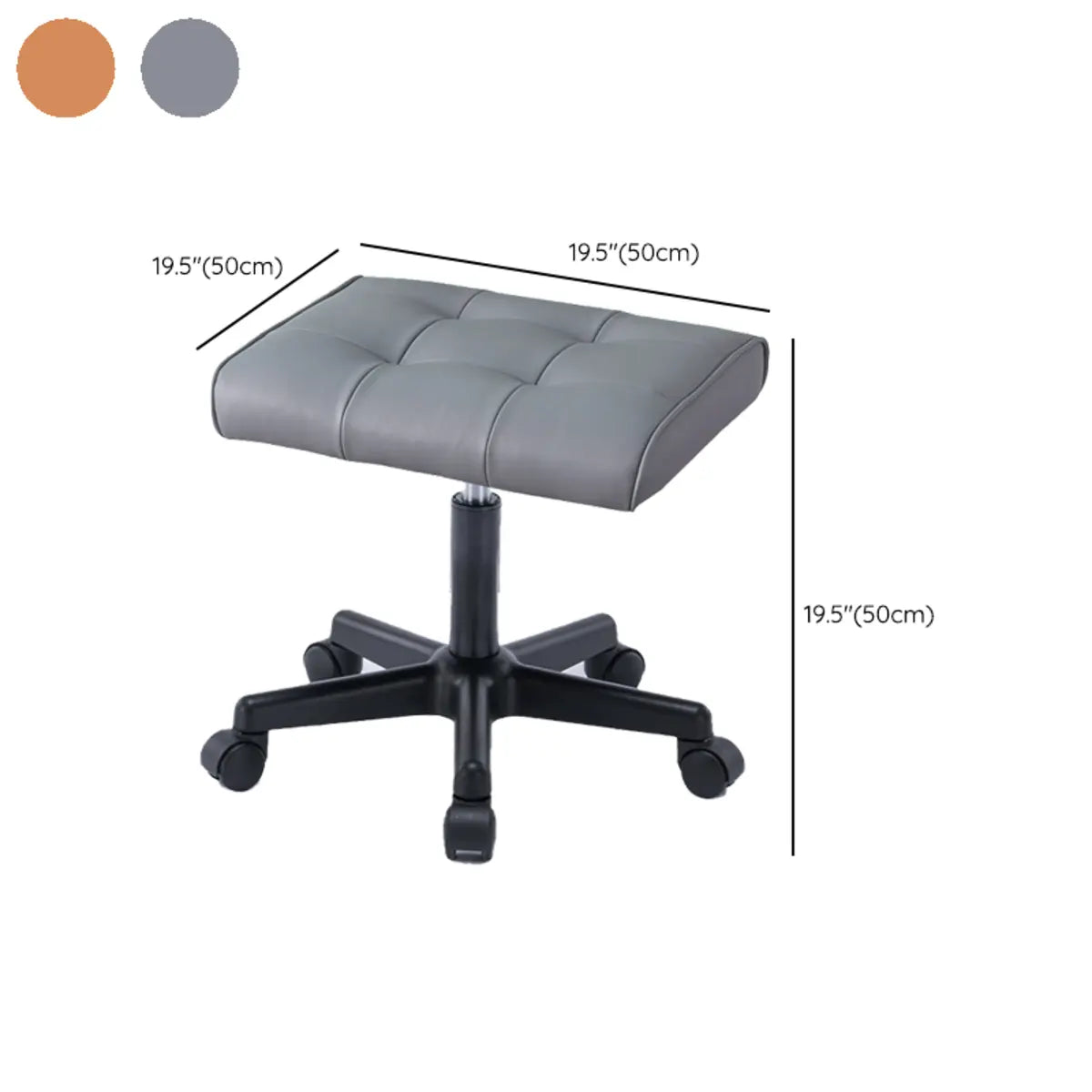 Modern Backless Rectangular Synthetic Office Stool Orange Image - 26