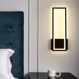 Modern Backlit Black Rectangular Bedroom Wall Sconce Image - 1