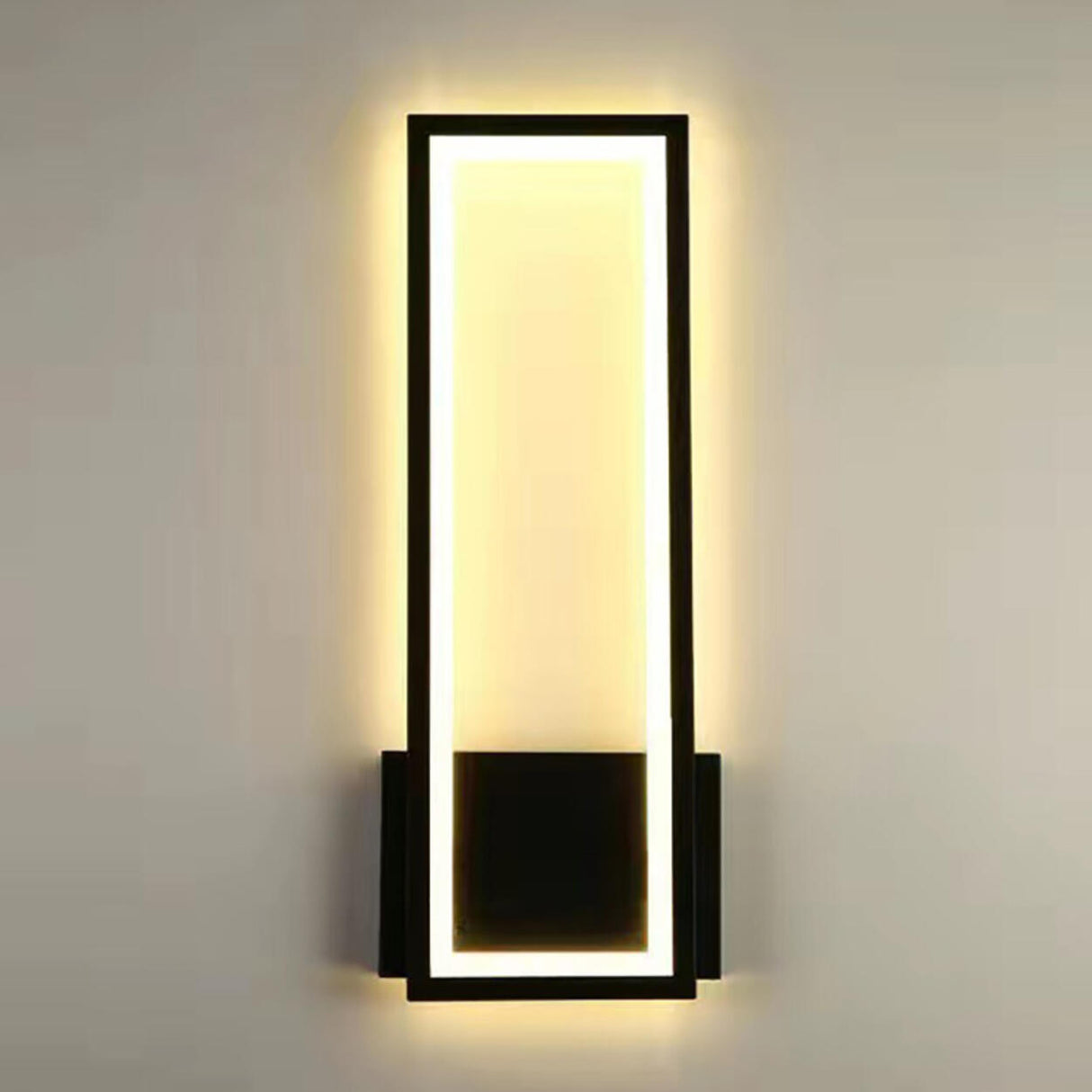 Modern Backlit Black Rectangular Bedroom Wall Sconce Image - 10