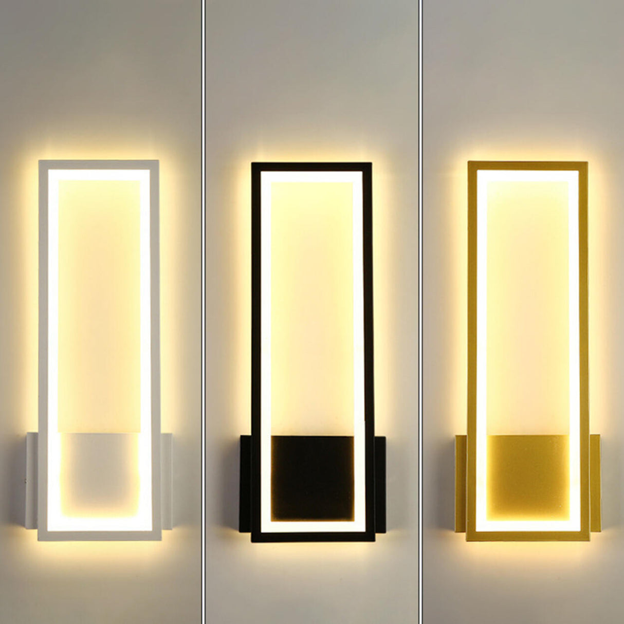 Modern Backlit Black Rectangular Bedroom Wall Sconce Image - 13