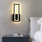 Modern Backlit Black Rectangular Bedroom Wall Sconce Image - 16