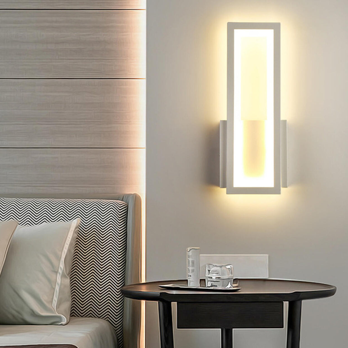 Modern Backlit Black Rectangular Bedroom Wall Sconce Image - 17