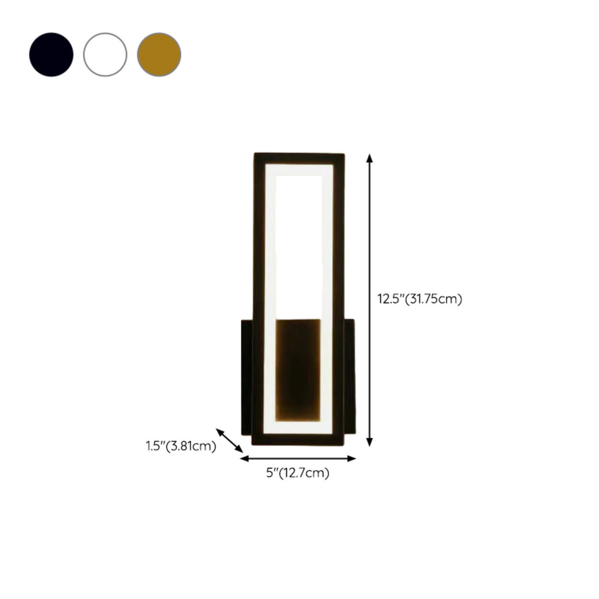 Modern Backlit Black Rectangular Bedroom Wall Sconce 