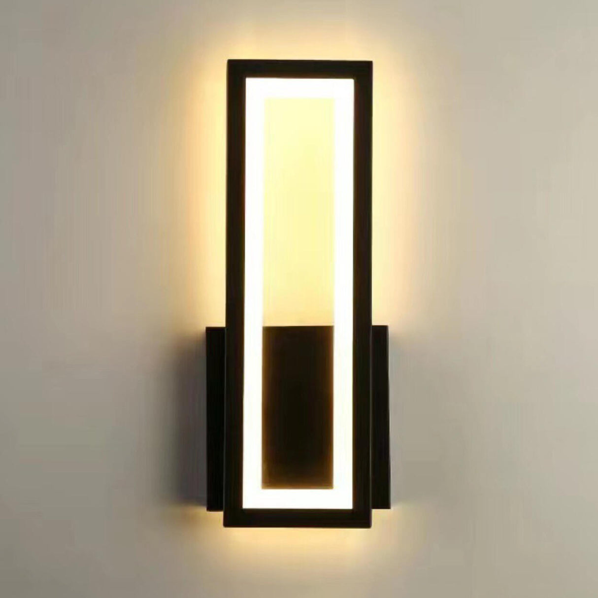 Modern Backlit Black Rectangular Bedroom Wall Sconce Image - 7