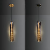 Modern Balck Cylinder Crystal Dining Room Pendant Light Image - 11