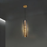 Modern Balck Cylinder Crystal Dining Room Pendant Light Image - 13