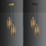 Modern Balck Cylinder Crystal Dining Room Pendant Light Image - 14