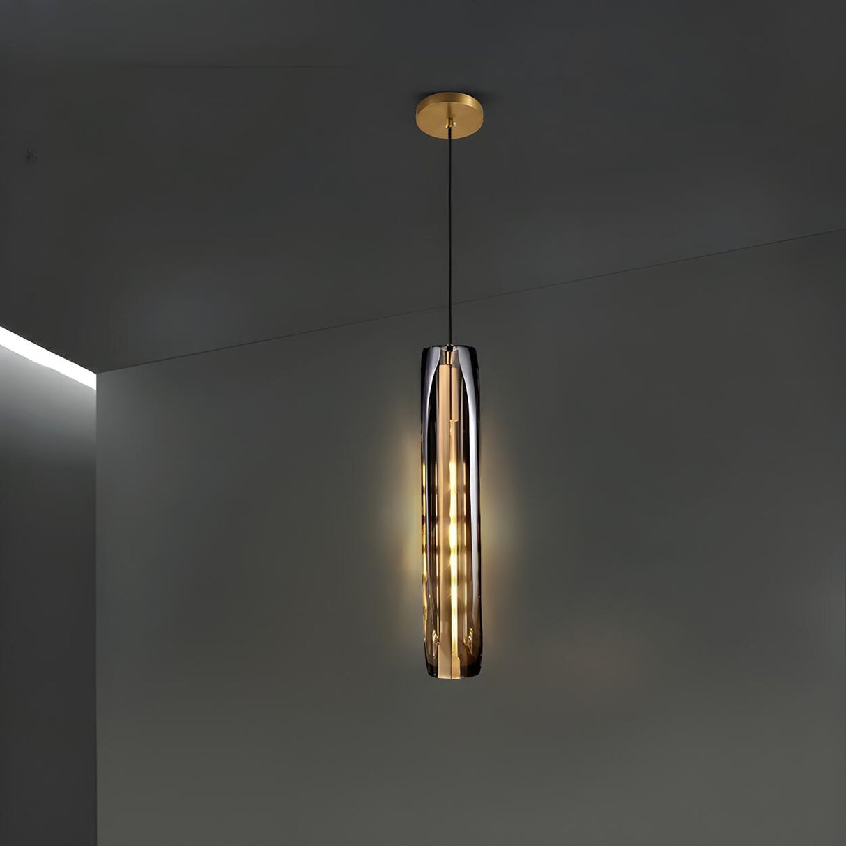 Modern Balck Cylinder Crystal Dining Room Pendant Light Image - 19