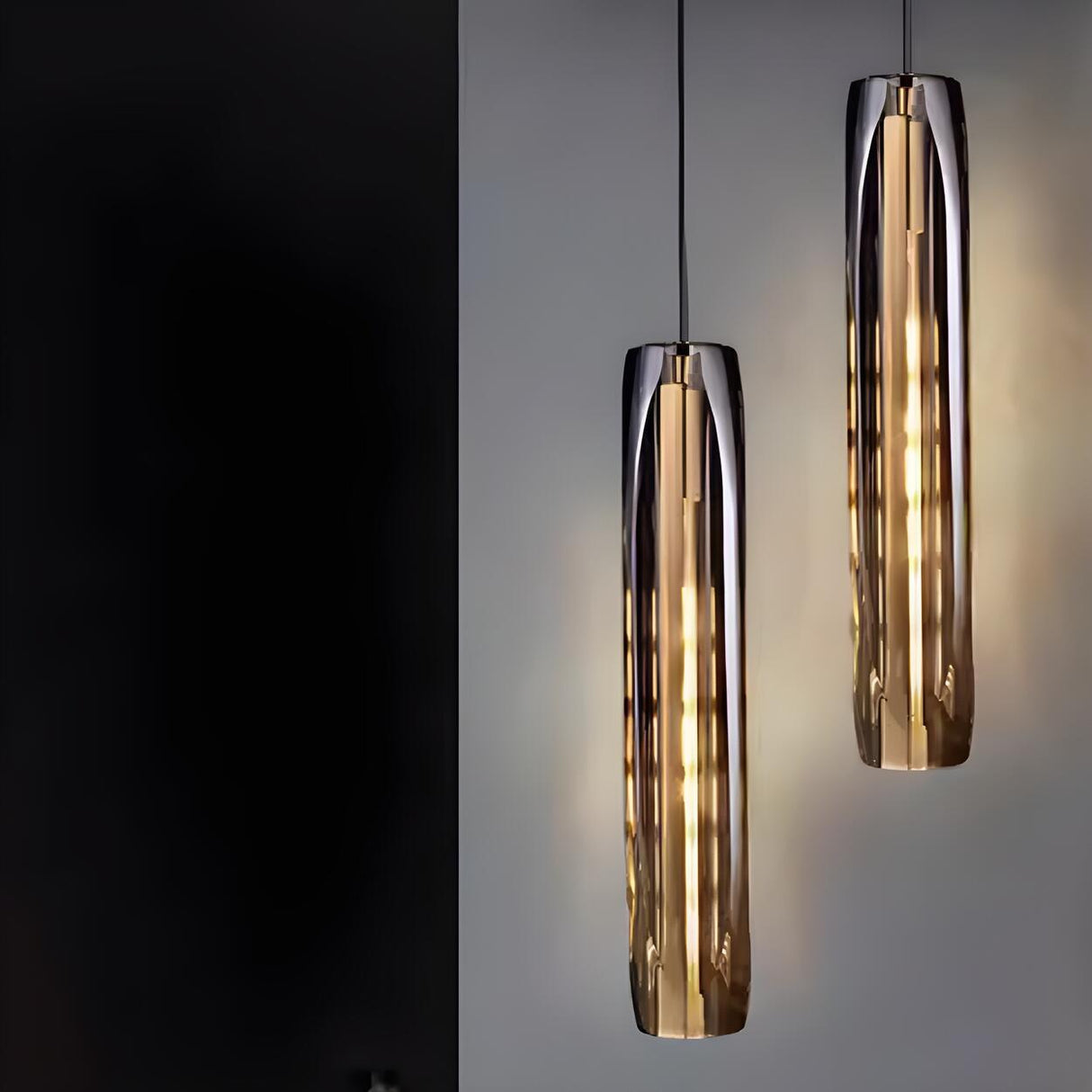 Modern Balck Cylinder Crystal Dining Room Pendant Light Image - 20