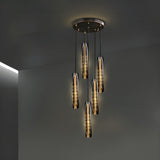 Modern Balck Cylinder Crystal Dining Room Pendant Light Image - 7