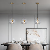 Modern Ball Clear Glass Pendant Light Gold Fixture Image - 1