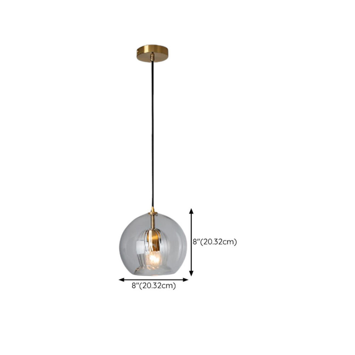 Modern Ball Clear Glass Pendant Light Gold Fixture 