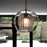 Modern Ball Clear Glass Pendant Light Gold Fixture Image - 4