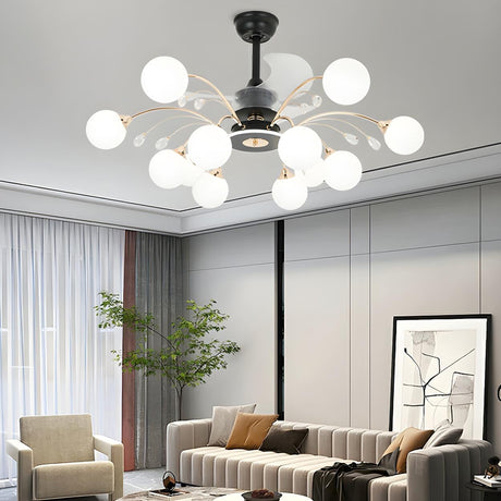 Modern Ball-Shade Chandelier Fan with Multi-Light Image - 1