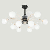 Modern Ball-Shade Chandelier Fan with Multi-Light Image - 10