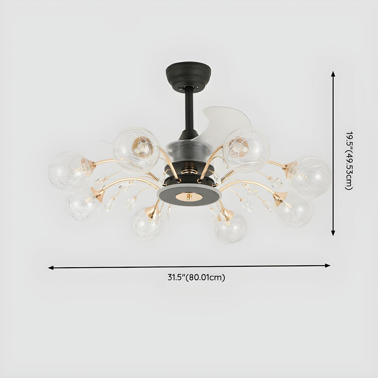 Modern Ball-Shade Chandelier Fan with Multi-Light Image - 18